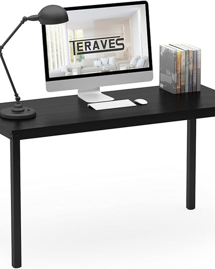 Teraves Computer Desk/Dining Table Office Desk Sturdy Writing Workstation for Home Office(39.37“, Black) - LeafyLoom