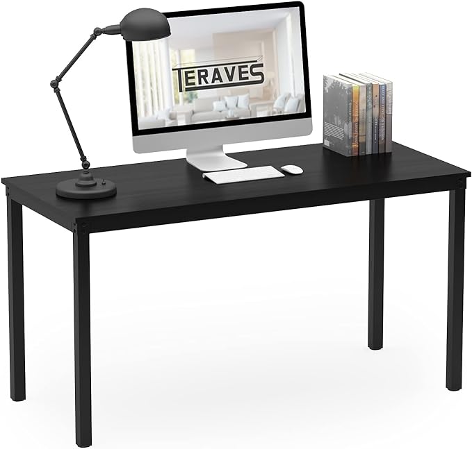 Teraves Computer Desk/Dining Table Office Desk Sturdy Writing Workstation for Home Office(39.37“, Black) - LeafyLoom