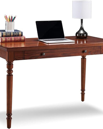 Leick Home SINCE 1910 Farmhouse Oak Turned leg Laptop Desk with Center Drawer, FURNITURE - LeafyLoom