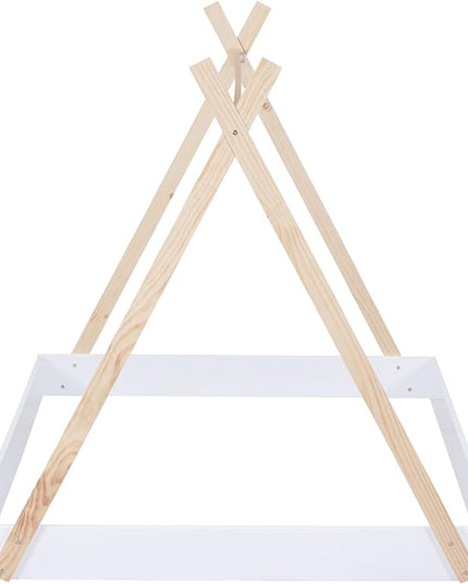 Full Size Teepee Bed for Kids,Tent Floor Bed Frame with Triangle Structure,Montessori Floor Bed for Girls Boys(Full,White) - LeafyLoom