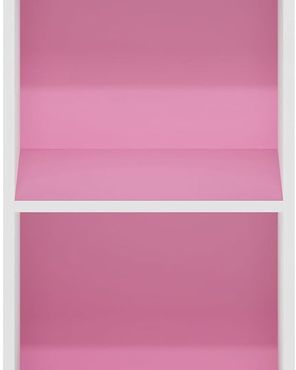 Furinno Luder Bookcase / Book / Storage, 2-Tier Cube, Pink/White - LeafyLoom