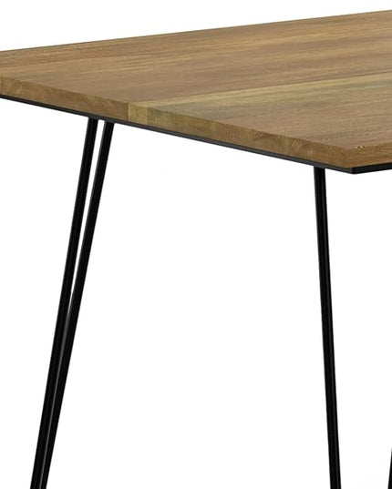 SIMPLIHOME Hunter SOLID MANGO WOOD and Metal Rectangle Industrial Table for The Dining Room, 66 inch, Light Brown - LeafyLoom