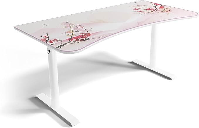 Arozzi Arena Special Edition Ultrawide Curved Gaming and Office Desk with Full Surface Water Resistant Desk Mat Custom Monitor Mount Cable Management Cut Outs - Sakura - LeafyLoom