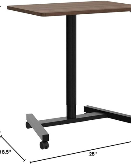 28-Inch Height Adjustable Laptop Desk, Sit-to-Stand Desk with Lockable Wheels, Rolling Standing Mobile Desk Cart for Home Office Classroom (Coffee) - LeafyLoom