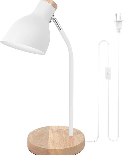 Himmel Desk Lamp, Adjustable Metal Table Lamp, Children's Table Lamp for Bedroom, Living Room, E27 Socket Reading Next to Lamp (White) - LeafyLoom