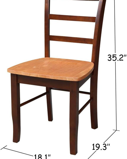 International Concepts Pair of Madrid LadderBack Chairs, Cinnamon/Espresso - LeafyLoom