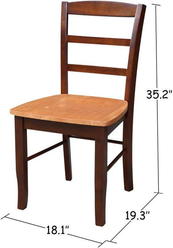 International Concepts Pair of Madrid LadderBack Chairs, Cinnamon/Espresso - LeafyLoom