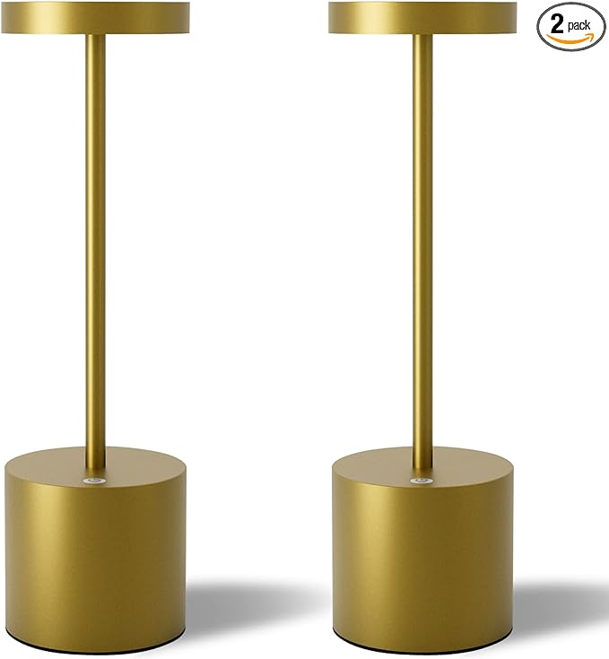 Cordless Table Lamps Set of 2, 5000mAh Rechargeable Battery Powered Lamp, 3 Color Stepless Dimmable LED Table Lamp, Portable Table Light for Outdoor/Indoor/Restaurant/Home. (Bronze)… - LeafyLoom