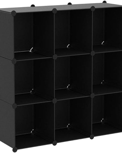 C&AHOME Cube Storage, 9-Cube BookShelf, Plastic Closet Cabinet Organizer, DIY Stackable Bookcase, Modular shelving Units Ideal for Home, Office, Kids Room, 36.6" L x 12.4" W x 48.4" H Black SHS3009A - LeafyLoom