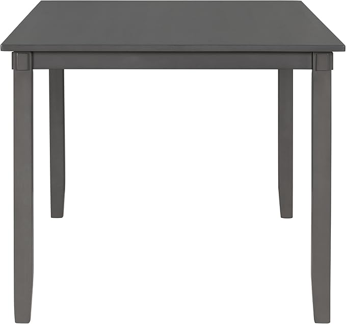 6-Piece Wooden Rectangular Dining Table Set with Bench and 4 Upholstered Chairs for Kitchen Living Room, Farmhouse Rustic Style, Gray, 60''L x 36''W x 30''H - LeafyLoom