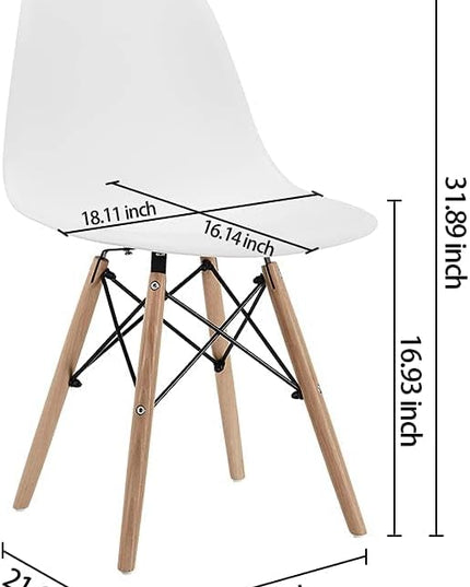 CangLong , Modern Mid-Century Side Chair with Natural Wood Legs for Kitchen, Living Dining Room, White - LeafyLoom
