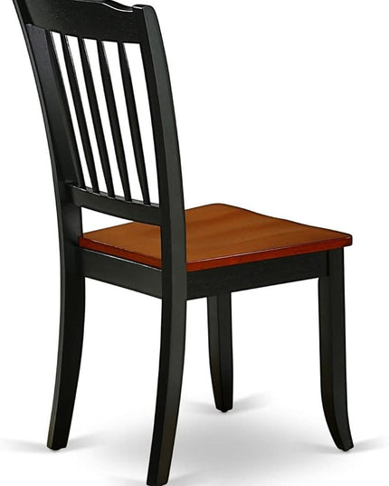 East West Furniture DAC-BCH-W Danbury Dining Room Chairs - Slat Back Solid Wood Seat Chairs, Set of 2, Black & Cherry - LeafyLoom