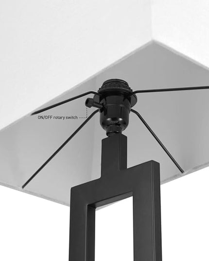Globe Electric 67046 D'Alessio 58" Floor Lamp, Matte Black, White Linen Shade, On/Off Socket Rotary Switch - LeafyLoom