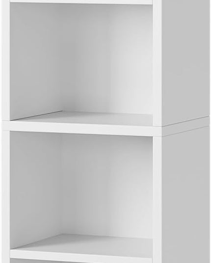 71 Inches Tall Narrow Bookshelf, 8-Tier CD DVD Slim Media Tower Rack, Corner Bookcase with Adjustable Shelves, Skinny Cubes Bookshelves for Home Office Small Space, White - LeafyLoom