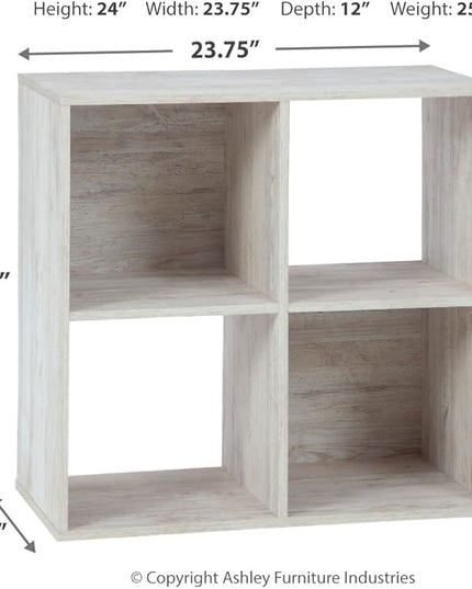 Signature Design by Ashley Paxberry Coastal 4 Cube Storage Organizer or Bookcase, Whitewash - LeafyLoom