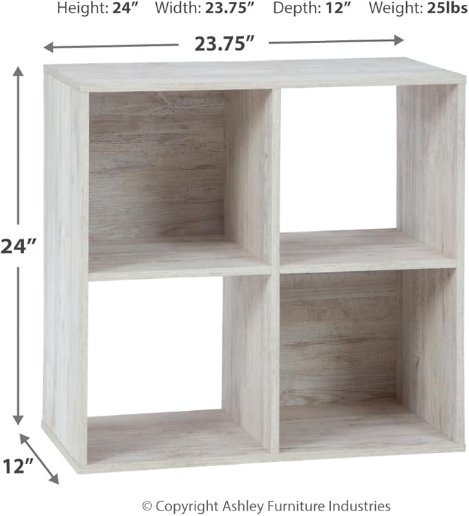 Signature Design by Ashley Paxberry Coastal 4 Cube Storage Organizer or Bookcase, Whitewash - LeafyLoom