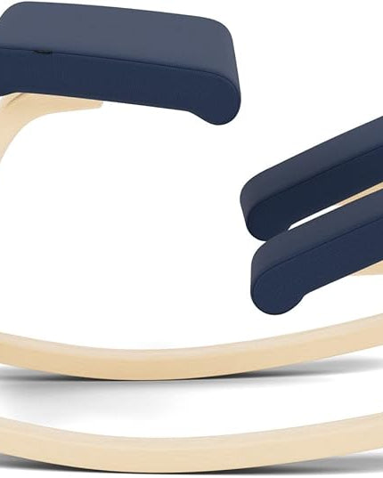 Varier Variable Balans Original Kneeling Chair Designed by Peter Opsvik (Dark Blue Revive Fabric with Natural Ash Base) - LeafyLoom