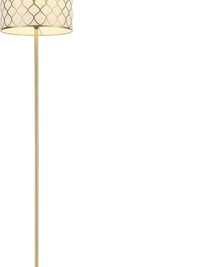 Globe Electric Novogratz x 65787 Kinsley 65" Floor Lamp, Matte Brass, Metal Mesh Over Cotton Shade - LeafyLoom