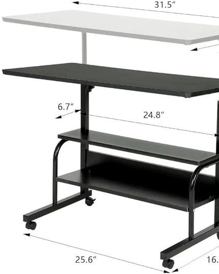 Adjustable Desk Standing Desk Small Desks for Small Spaces Portable Laptop Computer Desk Table for Bedrooms Couch Desk for Home Office Table Mobile Rolling Desk on Wheels Desk with Storage - LeafyLoom