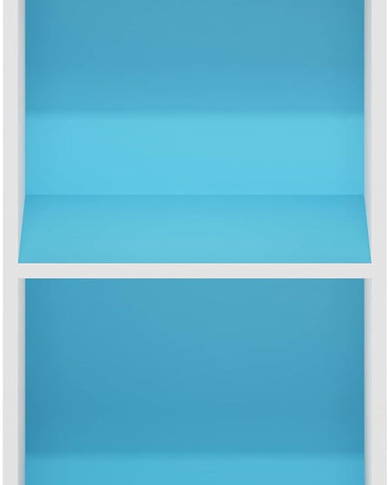Furinno Luder Bookcase / Book / Storage, 2-Tier Cube, Light Blue/White - LeafyLoom
