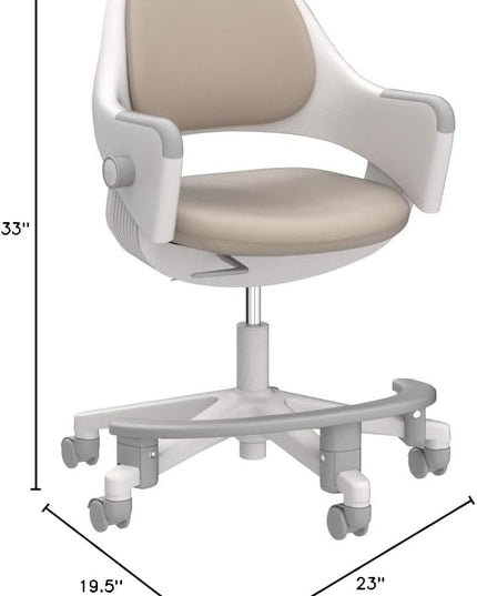 SIDIZ ringo Kids Desk Chair : Ergonomic Kids Chair with Footrest, 4-Step Growing Function, Adjustable Seat Height, Sit-Locking Casters, Swivel Type Kids Chair (Soy Milk Beige Chair) - LeafyLoom