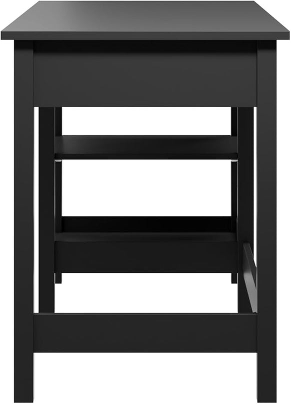 Bush Furniture Broadview 54W Computer Desk with Shelves in Classic Black| Personal Workstation Table and Storage for Home Office Workspace - LeafyLoom