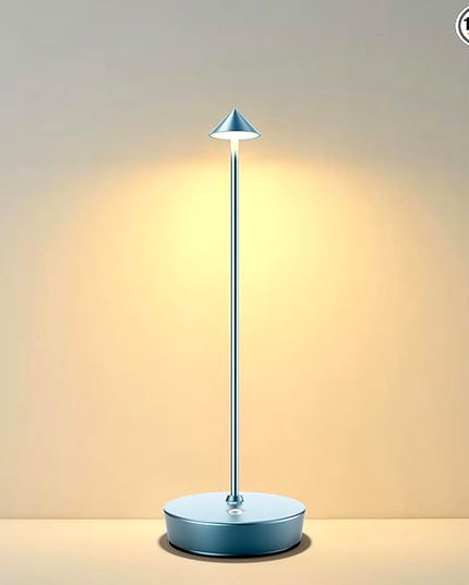 Rechargeable Cordless Table Lamp, 6000mAh LED Battery Operated Desk Lamp Touch 3 Color Stepless Dimming Portable Outdoor Waterproof Table Light for Patio/Restaurant/Dining/Home (One-Blue) - LeafyLoom