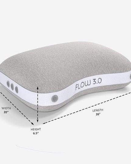Bedgear Flow Cuddle Curve Pillow - Size 3.0 - Breathable Side Sleeper Pillow - Soft Bed Pillow - Hypoallergenic and Removable Cover - 20" W x 26" L x 6.5" H - LeafyLoom