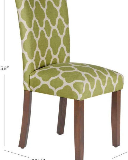HomePop Parsons Classic Upholstered Accent Dining Chair, Set of 2, Green and Cream Geometric - LeafyLoom