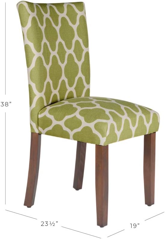 HomePop Parsons Classic Upholstered Accent Dining Chair, Set of 2, Green and Cream Geometric - LeafyLoom