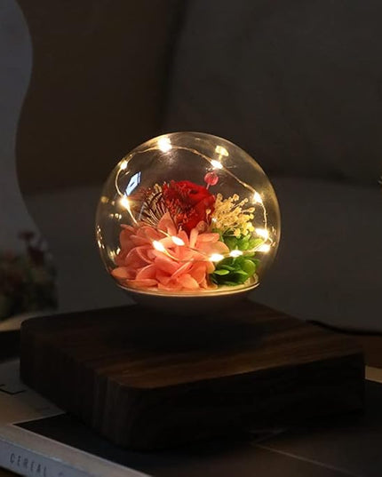 Magnetic Levitating Flower, Forever Flowers Real Eternal Roses, Levitation LED Light Bulb Lamp Floating Light, Decorative Light for Kids Lover Friends - LeafyLoom