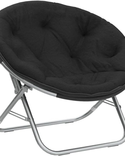 Faux Fur Saucer Chair, One Size, Black - LeafyLoom