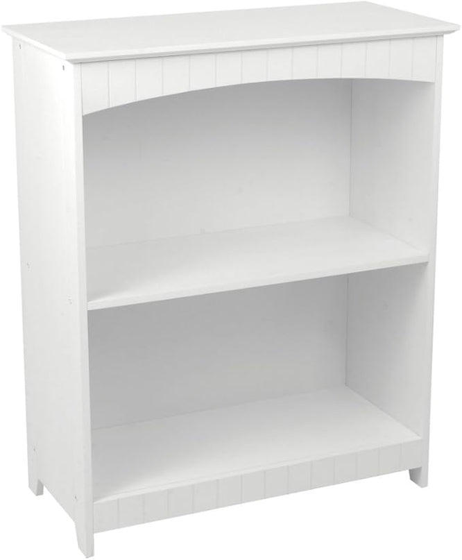 KidKraft Nantucket Children's Wooden 2-Shelf Bookcase with Wainscoting Detail - White, Gift for Ages 3+ - LeafyLoom