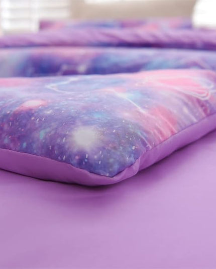 Holawakaka Tie Dye Constellation Print Ombre Comforter Set Queen Size Girls Boys Gradient Galaxy Bedding Sets(Purple, Queen) - LeafyLoom