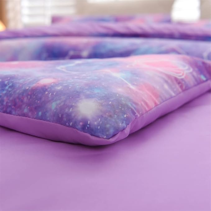 Holawakaka Tie Dye Constellation Print Ombre Comforter Set Queen Size Girls Boys Gradient Galaxy Bedding Sets(Purple, Queen) - LeafyLoom