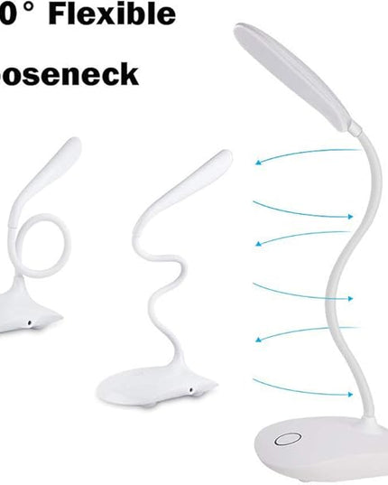 LED Table Lamp,Portable Eye-Protected Flexible Gooseneck Small Desk Lights for Dorm Study Office Bedroom-USB or 3 AA Batteries Powered -Not Include Batteries(1 Pack) - LeafyLoom