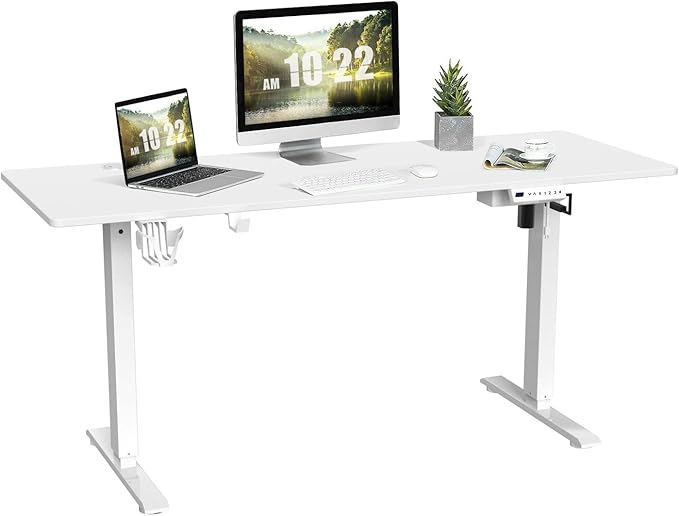 63'' x 24'' Electric Height Adjustable Stand up Desk Home Office Ergonomic Computer Workstation - LeafyLoom