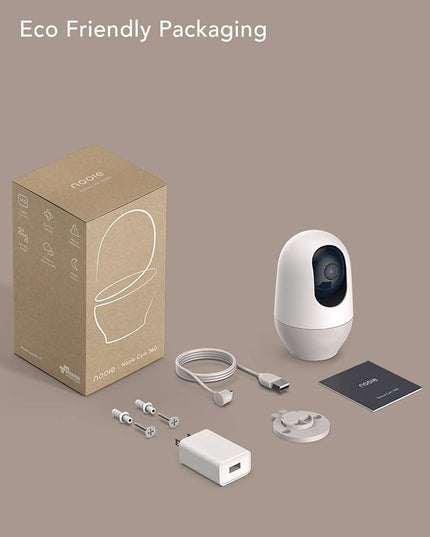 nooie Baby Monitor, WiFi Pet Camera Indoor, 360-degree IP Camera, 1080P Home Security Camera, Motion Tracking, Super IR Night Vision, Works with Alexa, Two-Way Audio, Motion & Sound Detection nooie