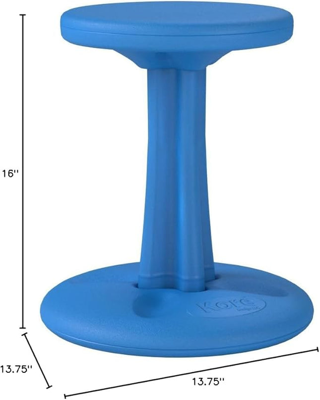 Kore Kids Junior Wobble Chair - Flexible Seating Stool for Classroom, Elementary School, ADD/ADHD - Made in The USA - Junior- Age 8-9, Grade 3-4, Blue (16in) - LeafyLoom
