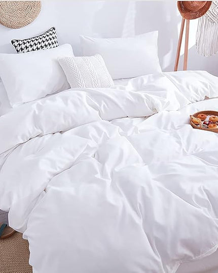 White Comforter Queen White Bedding Comforter Set Full True White Bed Set Soft Durable Solid Bright White Breathable Comforter Set Women Durable Lightweight Plain White Comforter Queen - LeafyLoom