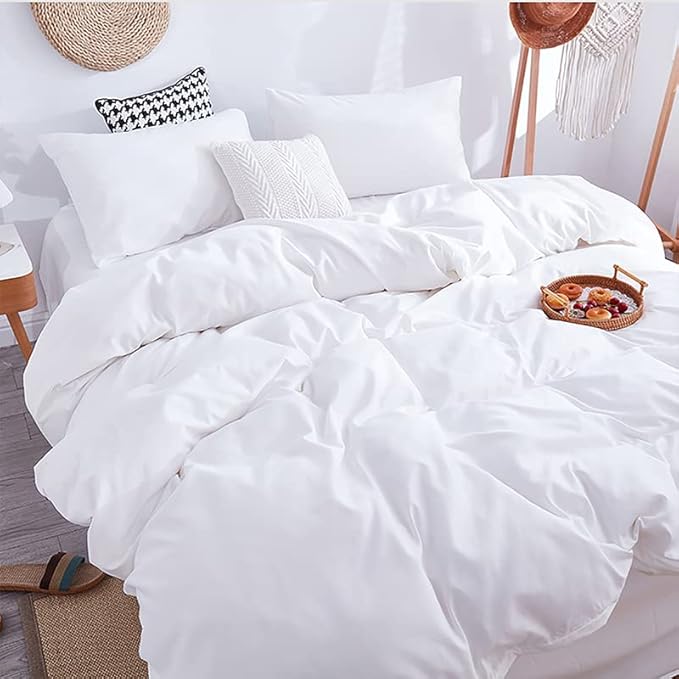 White Comforter Queen White Bedding Comforter Set Full True White Bed Set Soft Durable Solid Bright White Breathable Comforter Set Women Durable Lightweight Plain White Comforter Queen - LeafyLoom