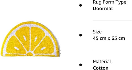 Playtime Cozy Lemon Cute Fruits Half Round Shaped Bedroom Bathroom Doorway Kitchen Floor Rug Carpet Water Absorption Non-Slip mat for Kid's Room (Yellow, 45 * 65CM) - LeafyLoom