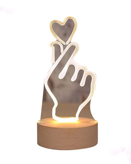 OSALADI Finger Heart Night Light, 3D Pattern Desk Table Lamp USB Charging, Acrylic Button Desk Lamp for Living Room Home Bedroom - LeafyLoom