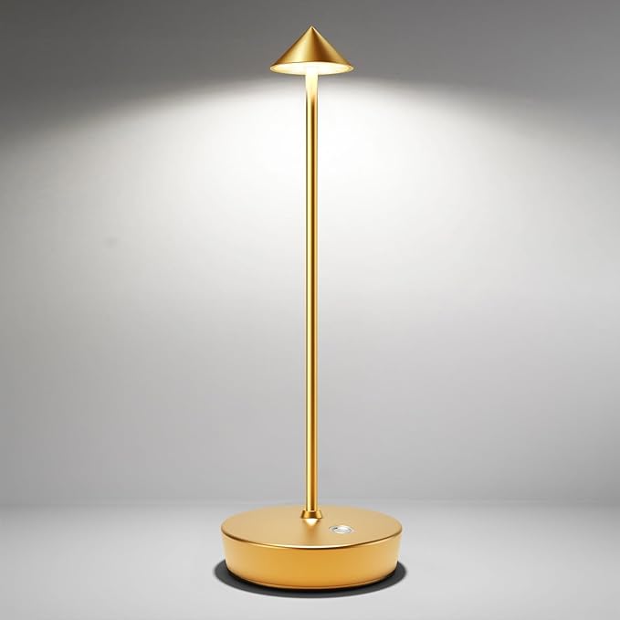 Cordless Table Lamps Rechargeable, 6000mAh Battery Operated LED Desk Lamp Outdoor Waterproof Portable Touch Dimmable Table Night Light for Patio Restaurant Dining Home Gold - LeafyLoom
