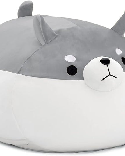 Stuffed Animal Storage Bean Bag Chair Cover for Kids Grey Shiba Inu Dog Bean Bag Chair for Girls X-Large Size Toy Organizer Cover Only Without Filling - LeafyLoom
