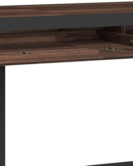 SIMPLIHOME Erina SOLID ACACIA WOOD Modern Industrial 72 Inch Wide Large Desk in Distressed Charcoal Brown, For the Office Desk, Writing Table, Workstation and Study Table - LeafyLoom