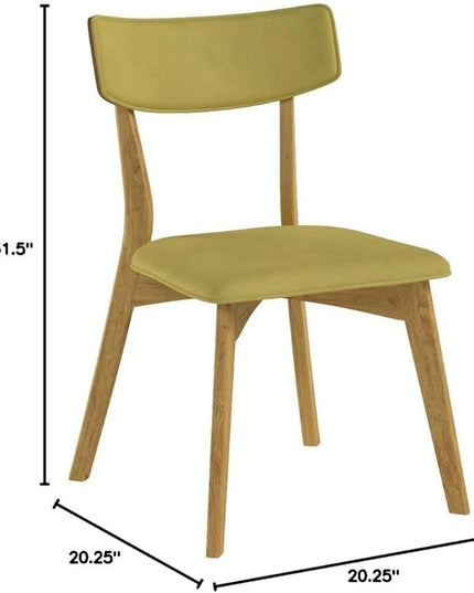 Christopher Knight Home Abrielle Mid-Century Modern Fabric Dining Chairs with Natural Oak Finished Rubberwood Frame, 2-Pcs Set, Green Tea / Natural Oak - LeafyLoom