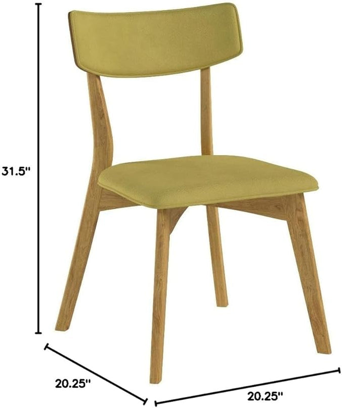 Christopher Knight Home Abrielle Mid-Century Modern Fabric Dining Chairs with Natural Oak Finished Rubberwood Frame, 2-Pcs Set, Green Tea / Natural Oak - LeafyLoom