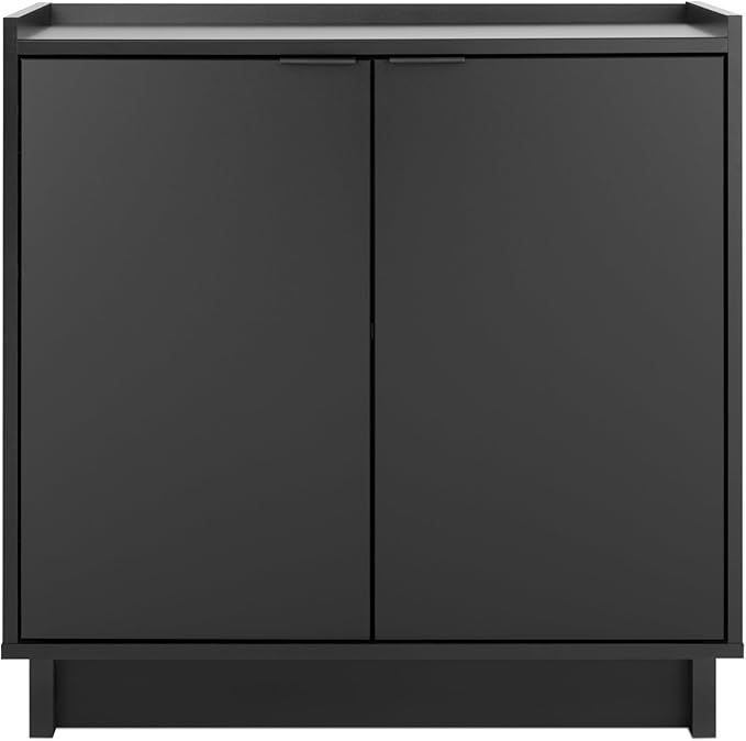 Prepac Simply Modern 2 Console Table Doors and Shelves, Buffet Cabinet with Storage, 30.75" W x 30" H x 16" D, Black - LeafyLoom