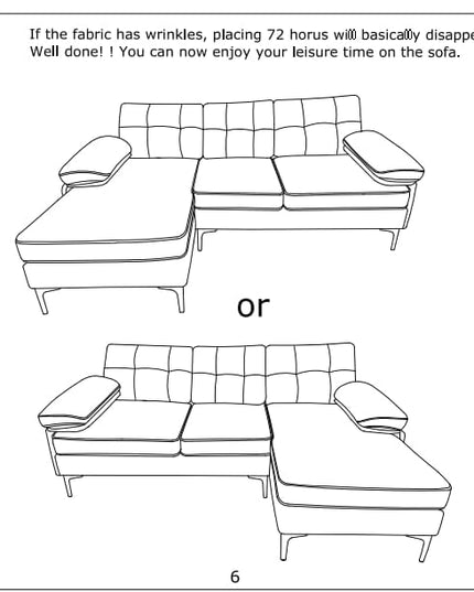 L Shaped Convertible Sleeper Sectional Sofa with Reversible Chaise, 3 Seater Corner Couch Bed with Detachable Pillow Armrest and Golden Metal Legs for Living Room Apartment Small Space - LeafyLoom